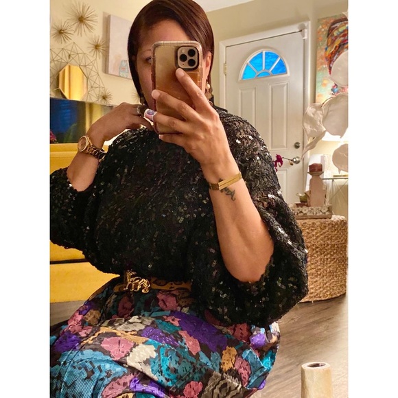 Vintage Bubble Sleeve Sequin Top - Picture 6 of 9